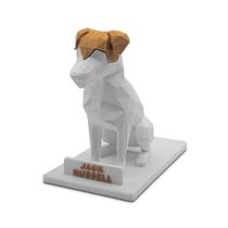 Escultura Decorativa Cachorro Jack Russell com Mancha