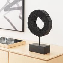 Escultura Decorativa "Circulo" Em Poliresina Preto 43,5x10 cm M02 - D'Rossi Escultura Decorativa "Circulo" Em Poliresina Preto 43,5x10 cm M02 - D'Rossi