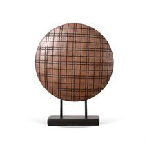 ESCULTURA DECORATIVA CÍRCULO EM RESINA MARROM 39cm