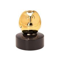 Escultura decorativa coruja em ceramica dourado e preto - Mart