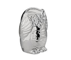 Escultura Decorativa Coruja Sábia Prata em Cerâmica 8,5cm 08652-2 Mart