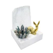 Escultura Decorativa Cristal Alce Dourado Menor Coral