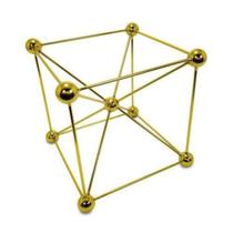 Escultura Decorativa Cubo Moleculas Dourado Impecavel Luxo