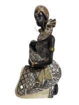 Escultura Decorativa de Luxo Mãe Familia Africana Filhos