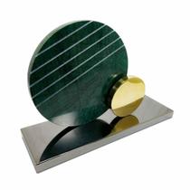 Escultura Decorativa Discos Marmore e Metal c Base Escultura Decorativa Discos Marmore e Metal c Base