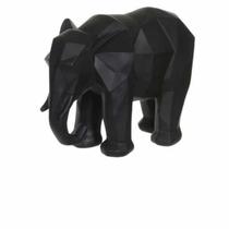 Escultura Decorativa Elefante Preto Poliresina 20x27x14cm