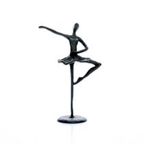 Escultura Decorativa em Metal Preto Bailarina 20x14 cm - D'Rossi