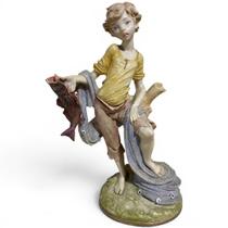 Escultura Decorativa em Porcelana Menino Pescador Camisa Amarela 26x16x10,5cm Escultura Decorativa em Porcelana Menino Pescador Camisa Amarela 26x16x10,5cm