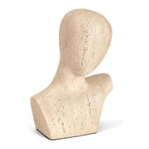 Escultura Decorativa Face Bege em Poliresina 23,5 x 15,5cm