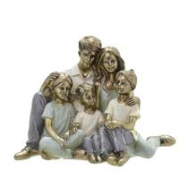 Escultura Decorativa Família Casal, Filha e Dois Filhos 12cm - Mabruk