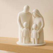 Escultura Decorativa Família Moderna Casal 2 Filhos 15cm Minimalista