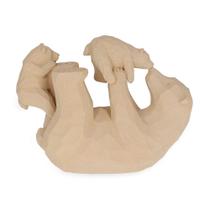 Escultura decorativa família ursos em polirresina 18cm bege