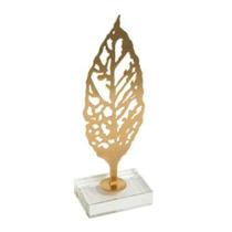 Escultura Decorativa Folha Menor c Base Fino design luxo