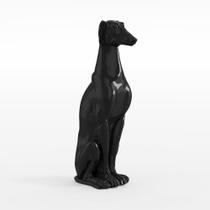 Escultura Decorativa Galgo em Resina Maciça Preto G07 - Gran Belo