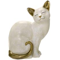 Escultura Decorativa Gato em Resina 18cm