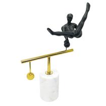 Escultura Decorativa Ginasta Metal Dourado Base Marmore Escultura Decorativa Ginasta Metal Dourado Base Marmore