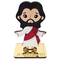 Escultura Decorativa - Jesus Cristo - MDF Acrílico Espelhado Dourado - Enfeite de Mesa