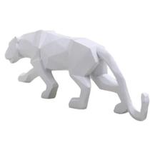 Escultura Decorativa Jolitex Resina Pantera 45Cm Branca