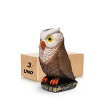 Escultura Decorativa Kit 3 Coruja Repelente Espanta Pombo Pardal Passarinhos Decoração AVB DECOR