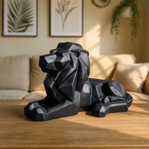 Escultura Decorativa Leão Geométrico em Resina Design Moderno