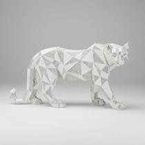 Escultura Decorativa Leopardo Branco Em Resina 36 cm Escultura Decorativa Leopardo Branco Em Resina 36 cm