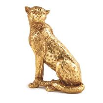 Escultura Decorativa Leopardo Dourado em Poliresina 19cm 12441 Mart