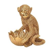 Escultura decorativa macaco dourado c/ cesto de folha - Mart