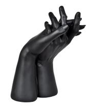 Escultura decorativa mao em resina preto 26cm