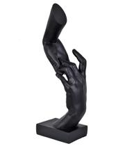 Escultura Decorativa Mãos Unidas em Resina Preta 35 cm - Grillo Decor