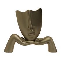 Escultura Decorativa Mascara Descanso Dourado Fosco G07 - Gran Belo