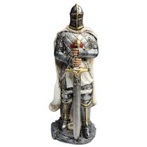 Escultura Decorativa Medieval o Cavaleiro Templário Com Espada Enfeite em Resina