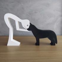 Escultura Decorativa Menino e seu husky Siberiano