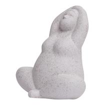 Escultura Decorativa Mulher Em Cerâmica Off White Rústica