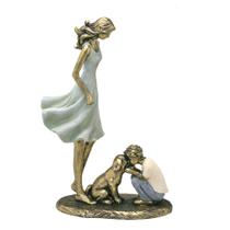 Escultura Decorativa Mulher Menino e Pet Sala Casa Mesa Escultura Decorativa Mulher Menino e Pet Sala Casa Mesa