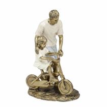 Escultura Decorativa Pai com Filha De Bicicleta Escultura Decorativa Pai com Filha De Bicicleta