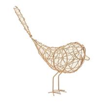 Escultura Decorativa Pássaro em Metal Vazado Bege 9x30 cm - MART