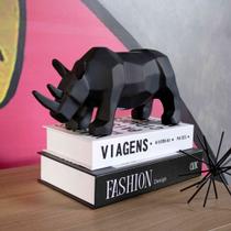 Escultura Decorativa Rinoceronte Em Resina Preto Mate 15,5x31cm - D'Rossi Escultura Decorativa Rinoceronte Em Resina Preto Mate 15,5x31cm - D'Rossi