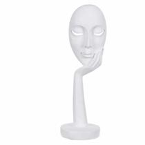 Escultura Decorativa Rosto Poliresina Branco 36x13x11cm