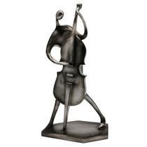 Escultura Decorativa Violoncelista em Resina Cromado 47cm NA0848 BTC