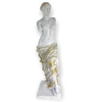 Escultura Deusa Grega Vênus De Milo Branca E Dourada 27 Cm