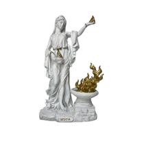 Escultura Deusa Héstia 27cm Resina Branco e Dourado Escultura Deusa Héstia 27cm Resina Branco e Dourado