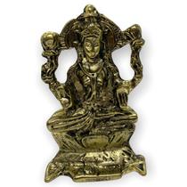 Escultura Deusa Lakshmi em Metal 9 cm Riqueza e Fortuna