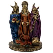 Escultura Deusa Triplice Triluna Fases Lua Wicca 25Cm Resina