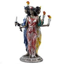 Escultura Deusas Triplice Luas Wicca 28 cm em Resina