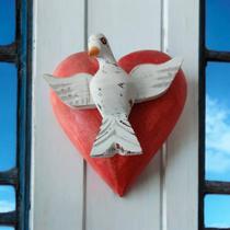 Escultura Divino Coração de Jesus Madeira Maciça Artesanal Escultura Divino Coração de Jesus Madeira Maciça Artesanal