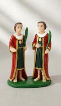 Escultura Dupla Santos 8cm Resina Colorida Escultura Dupla Santos 8cm Resina Colorida