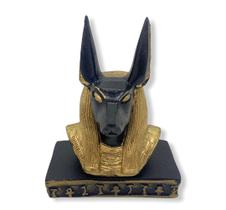 Escultura egipcia busto de anubis preto e dourado - Lua Mistica