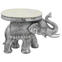 Escultura Elefante 60cm Poliresina Prateado Luxo Escultura Elefante 60cm Poliresina Prateado Luxo