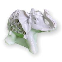 Escultura elefante branco em resina 7 cm - Sorte - Lua Mistica