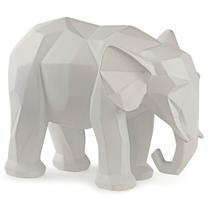 Escultura elefante branco geometrico em poliresina
